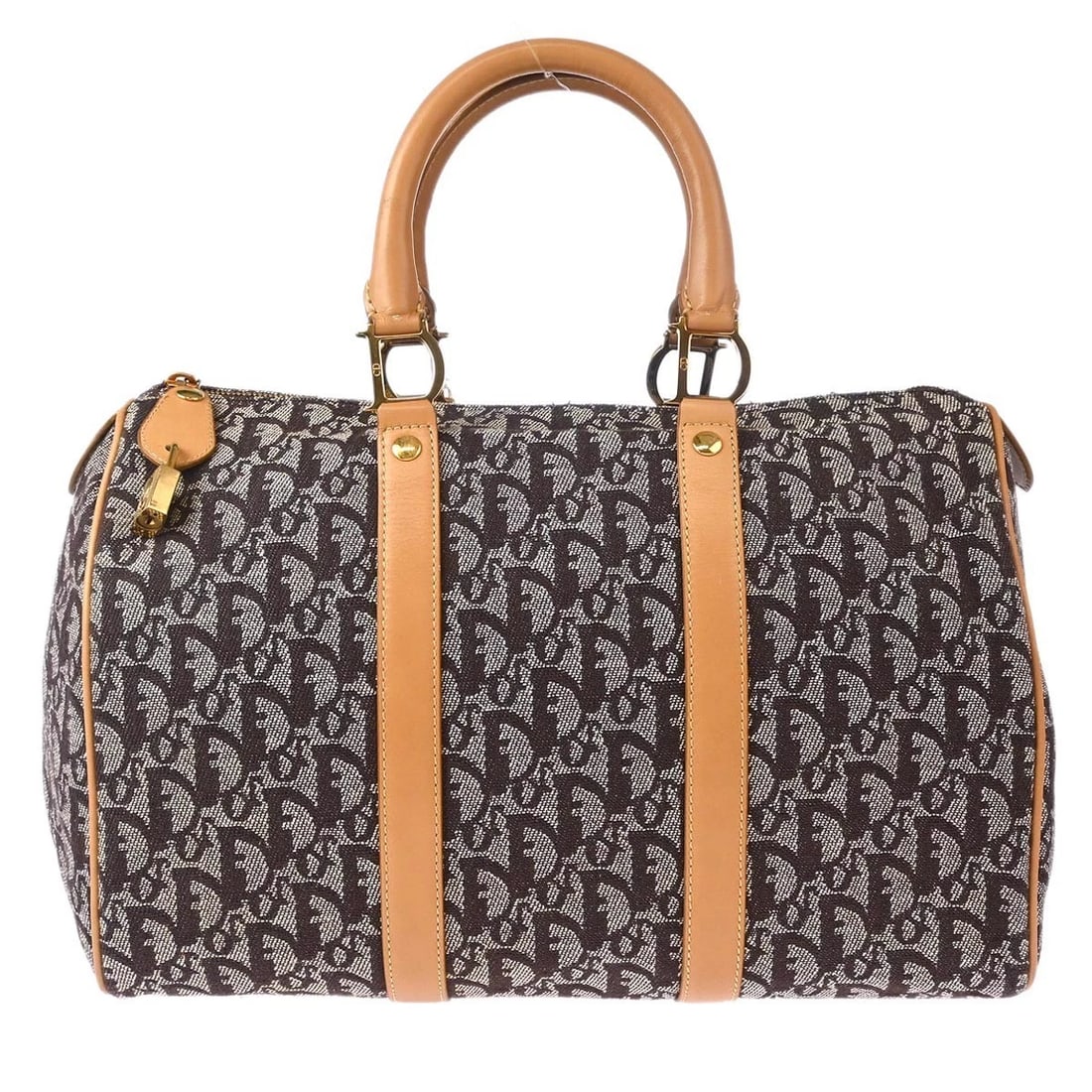 CHRISTIAN DIOR BROWN TROTTER DUFFLE HANDBAG: Christian Dior Brown Trotter Duffle Handbag Brand: Dior Type: Duffle Material/Exterior Material: Canvas, Leather Color/Exterior Color: Brown Size: W 13.8 x H 9.1 x D 6.3 " Handle Drop. 5.5 " 
