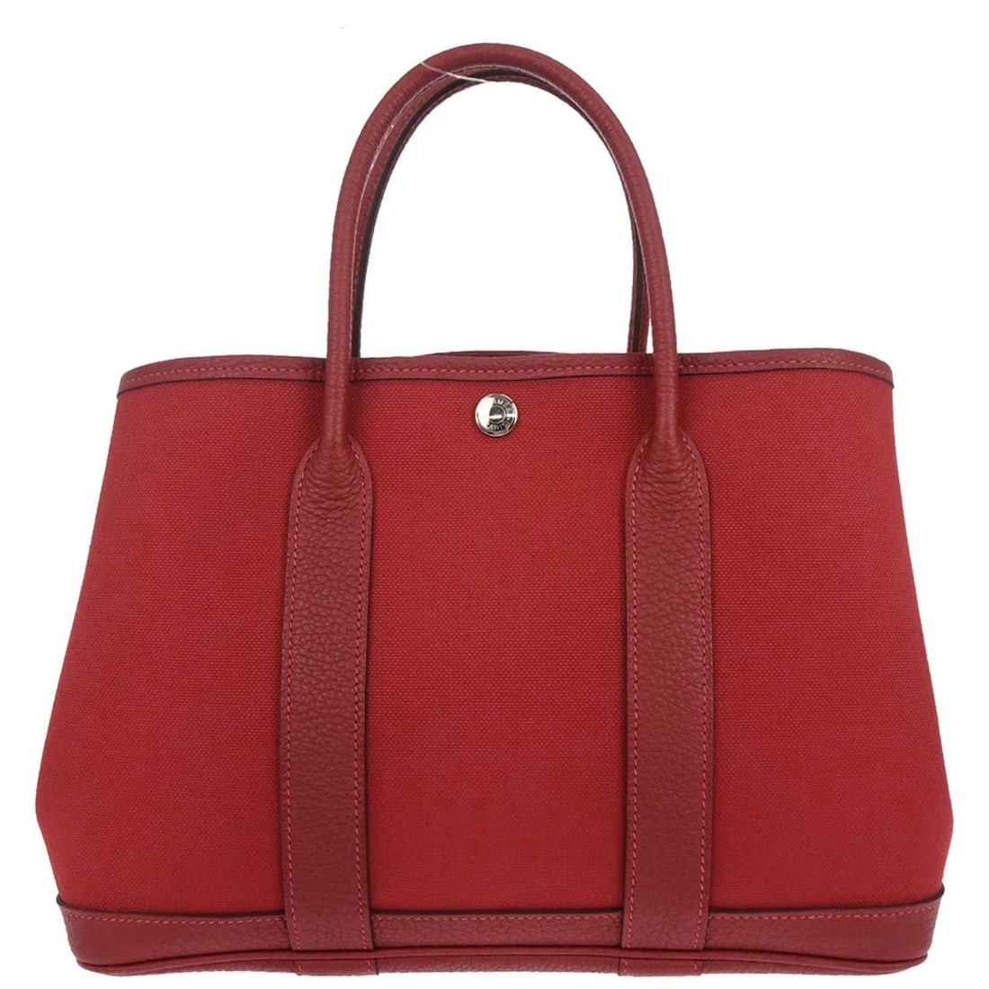 HERMES ROUGE GRENADE OFFICIER GARDEN PARTY 30 TPM TOTE HANDBAG: Hermes Rouge Grenade Officier Garden Party 30 TPM Tote Handbag Brand: HERMÈS Type: Tote Material/Exterior Material: Toile Officier Color/Exterior Color: Rouge Grenade Size: W 12.2 x H 8.3 x D 5.5