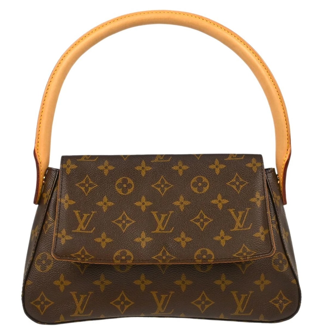 LOUIS VUITTON MONOGRAM MINI LOOPING HANDBAG: Louis Vuitton Monogram Mini Looping Handbag Brand: Louis Vuitton Type: Hand Bag Material/Exterior Material: Monogram Canvas, Leather Color/Exterior Color: Brown Size: W 11.0 x H 6.7 x D 3.5 " Stra