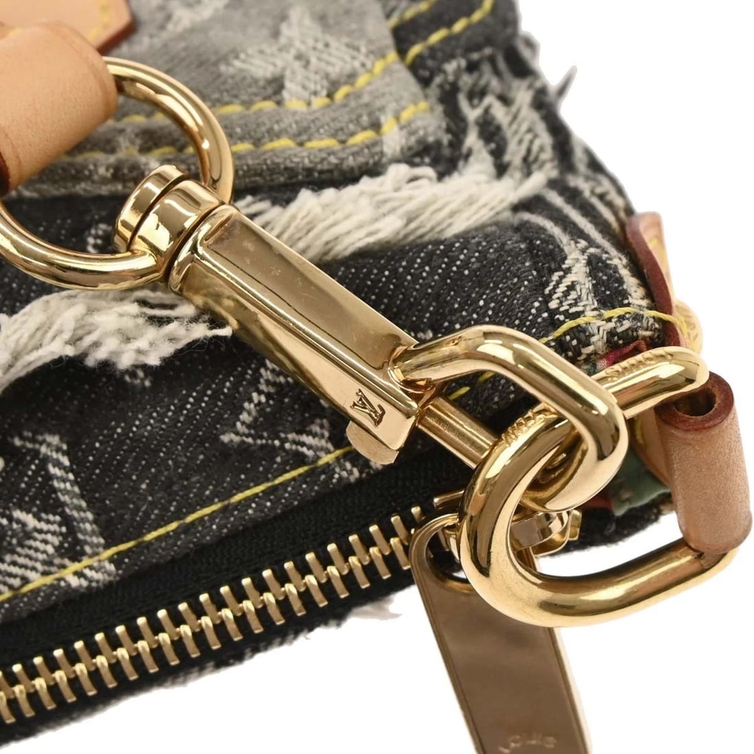 LOUIS VUITTON GRAY MONOGRAM DENIM PATCHWORK POUCHY HANDBAG - 3