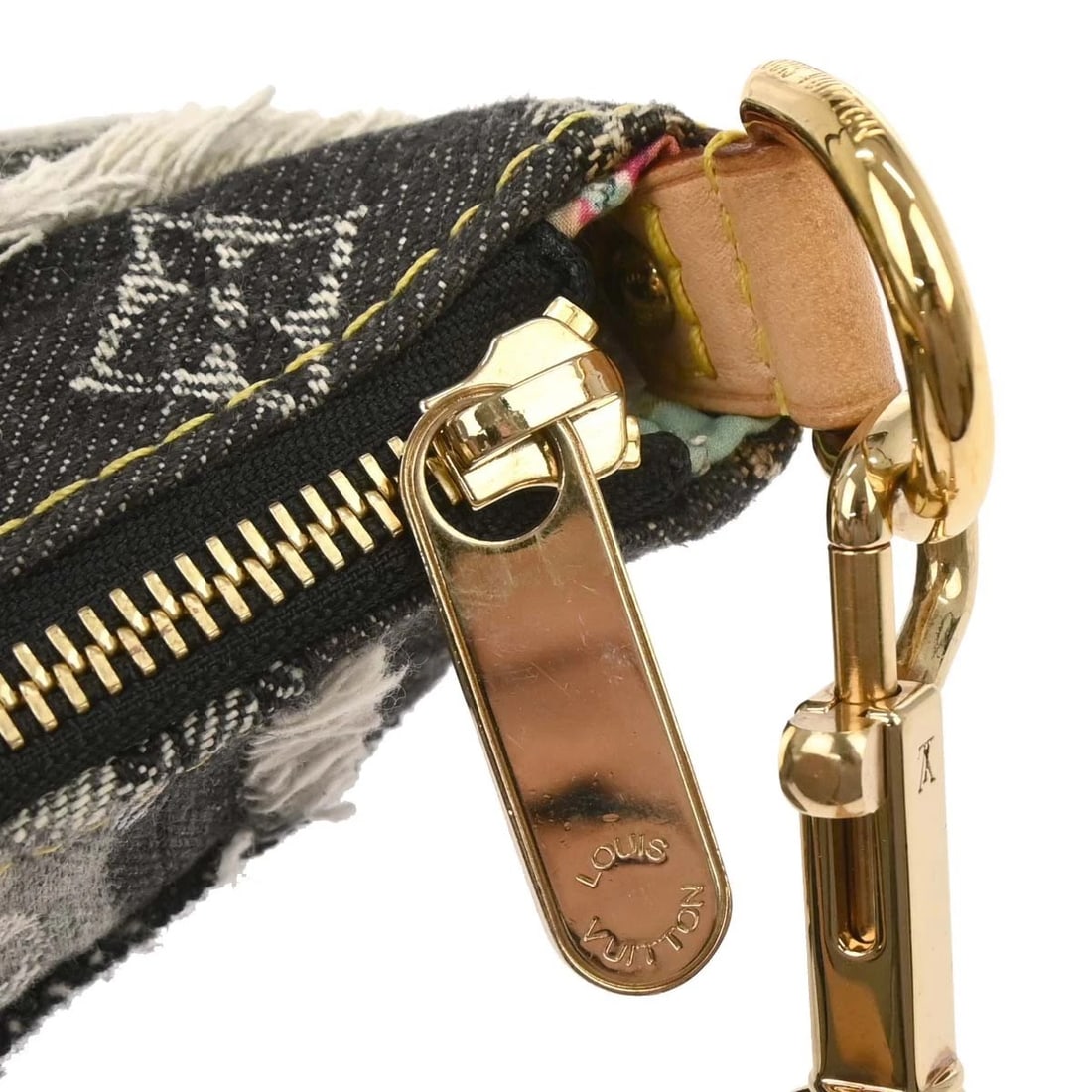 LOUIS VUITTON GRAY MONOGRAM DENIM PATCHWORK POUCHY HANDBAG - 5