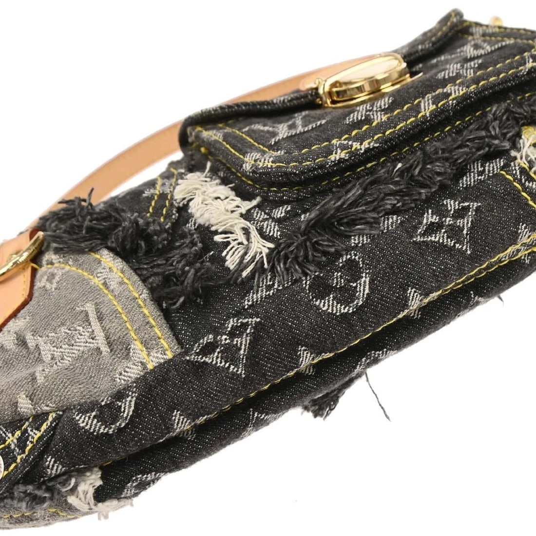 LOUIS VUITTON GRAY MONOGRAM DENIM PATCHWORK POUCHY HANDBAG - 6