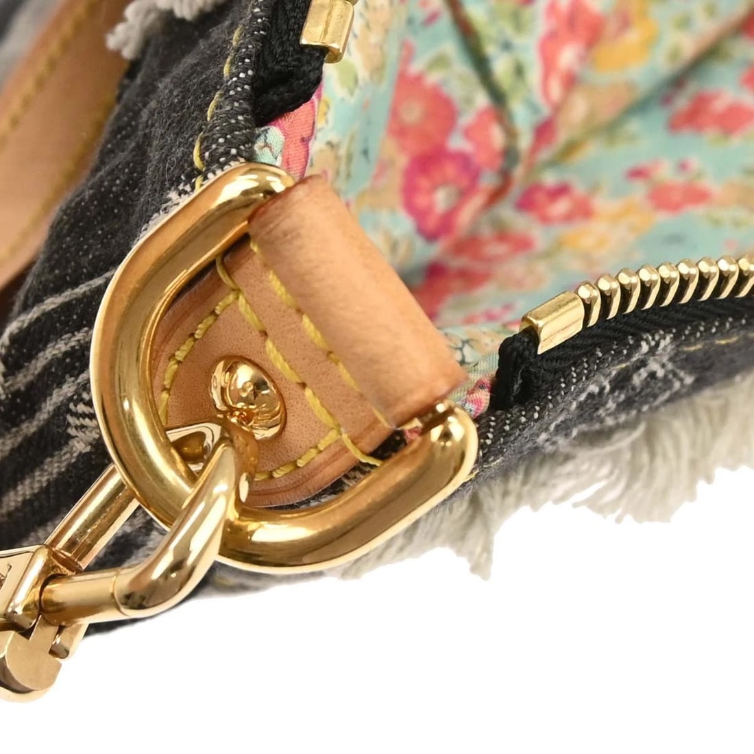 LOUIS VUITTON GRAY MONOGRAM DENIM PATCHWORK POUCHY HANDBAG - 8