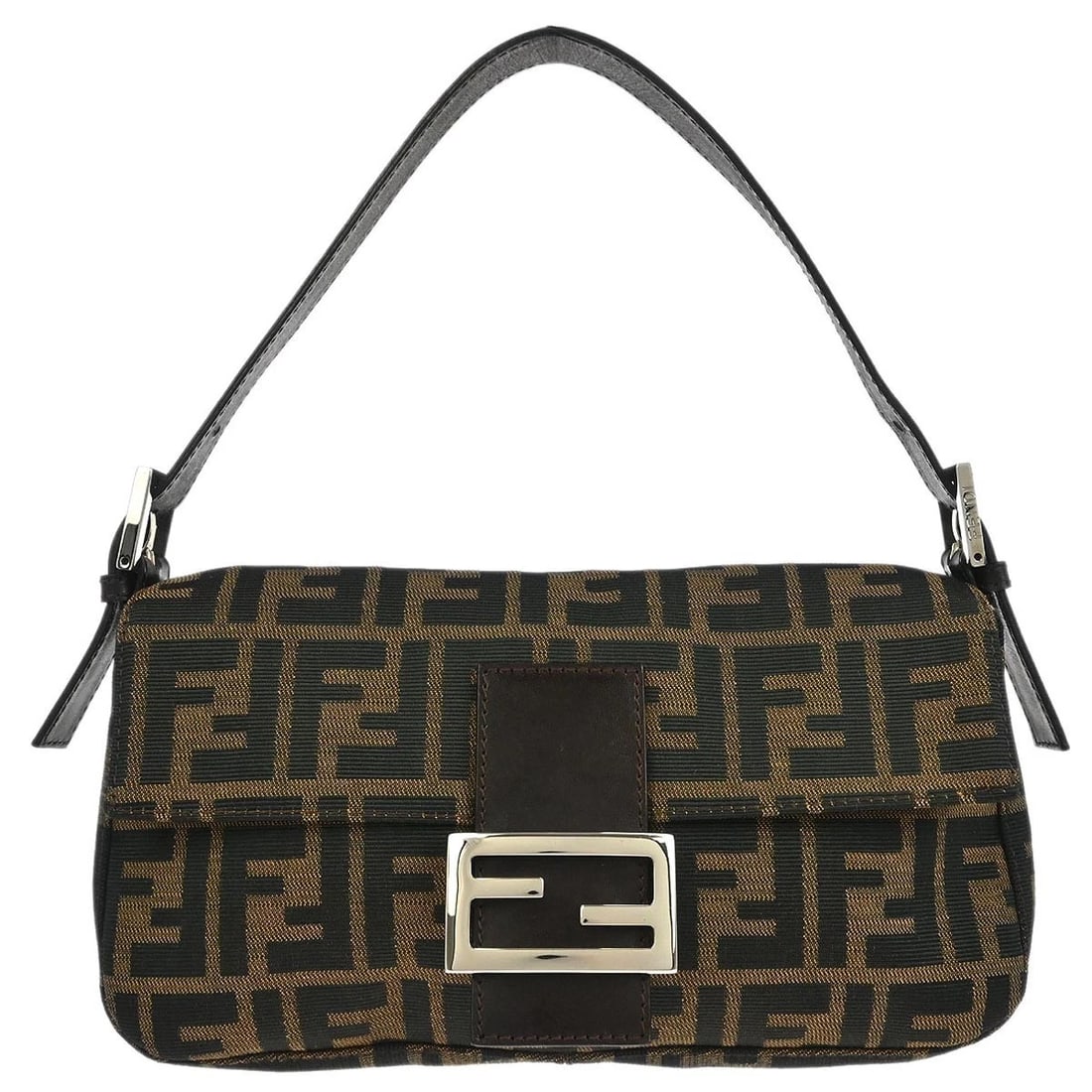 FENDI BROWN CANVAS ZUCCA BAGUETTE HANDBAG (1 of 9)