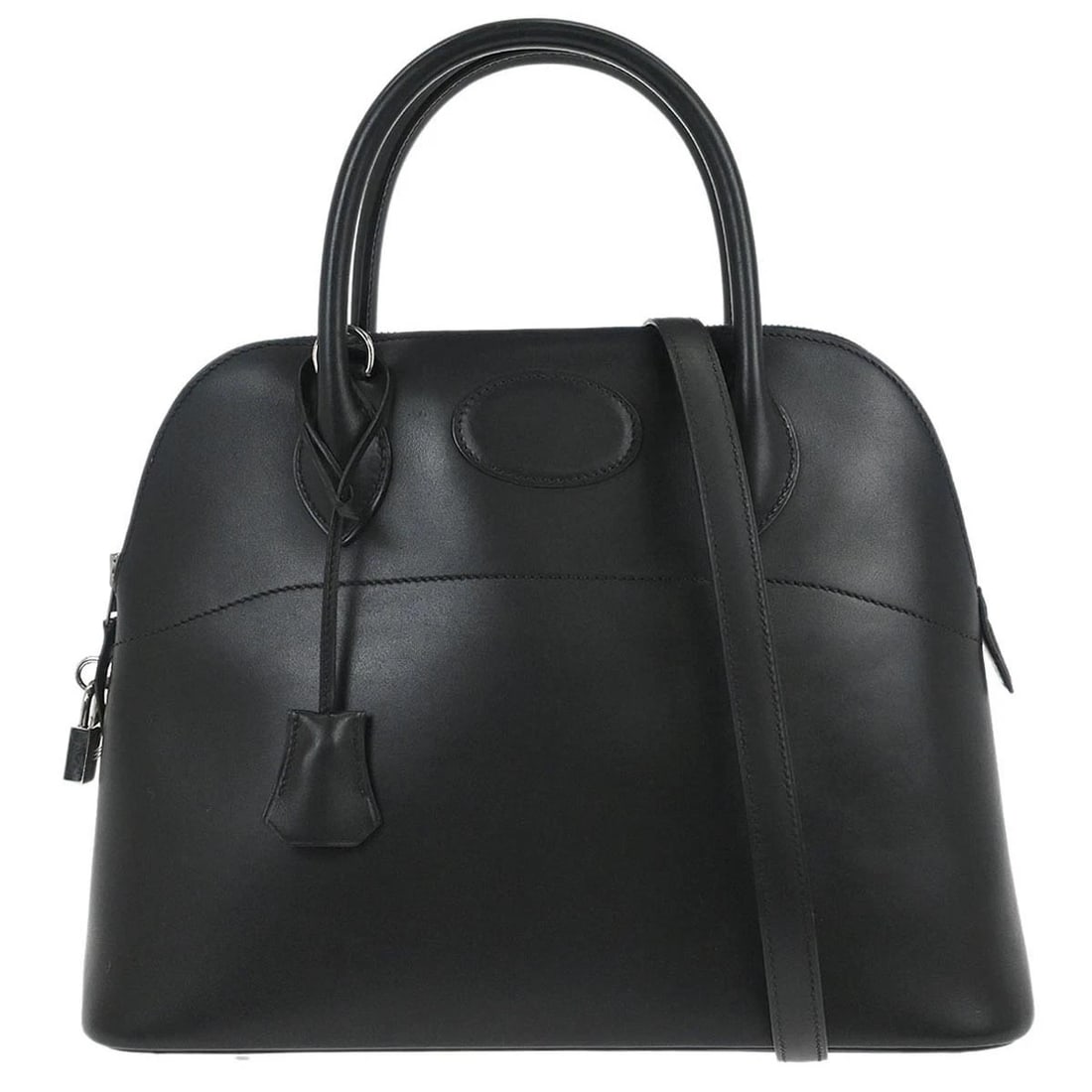 HERMES BLACK BOX CALF BOLIDE 31 2WAY HANDBAG: Hermes Black Box Calf Bolide 31 2way Handbag Brand: HERMÈS Type: Satchel/Top Handle Bag Material/Exterior Material: Box Calf Color/Exterior Color: Black Size: W 12.6 x H 9.4 x D 5.1 " Handle