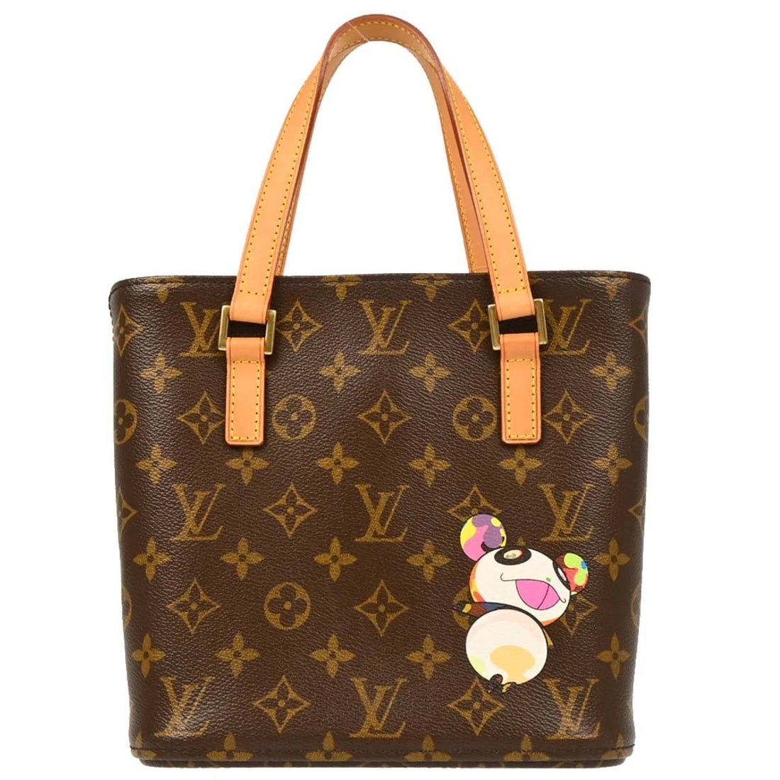 LOUIS VUITTON MONOGRAM PANDA VAVIN PM TOTE HANDBAG: Louis Vuitton Monogram Panda Vavin PM Tote Handbag Brand: Louis Vuitton Type: Tote Material/Exterior Material: Monogram Canvas, Leather Color/Exterior Color: Brown Size: W 8.1 x H 8.3 x D 3.3