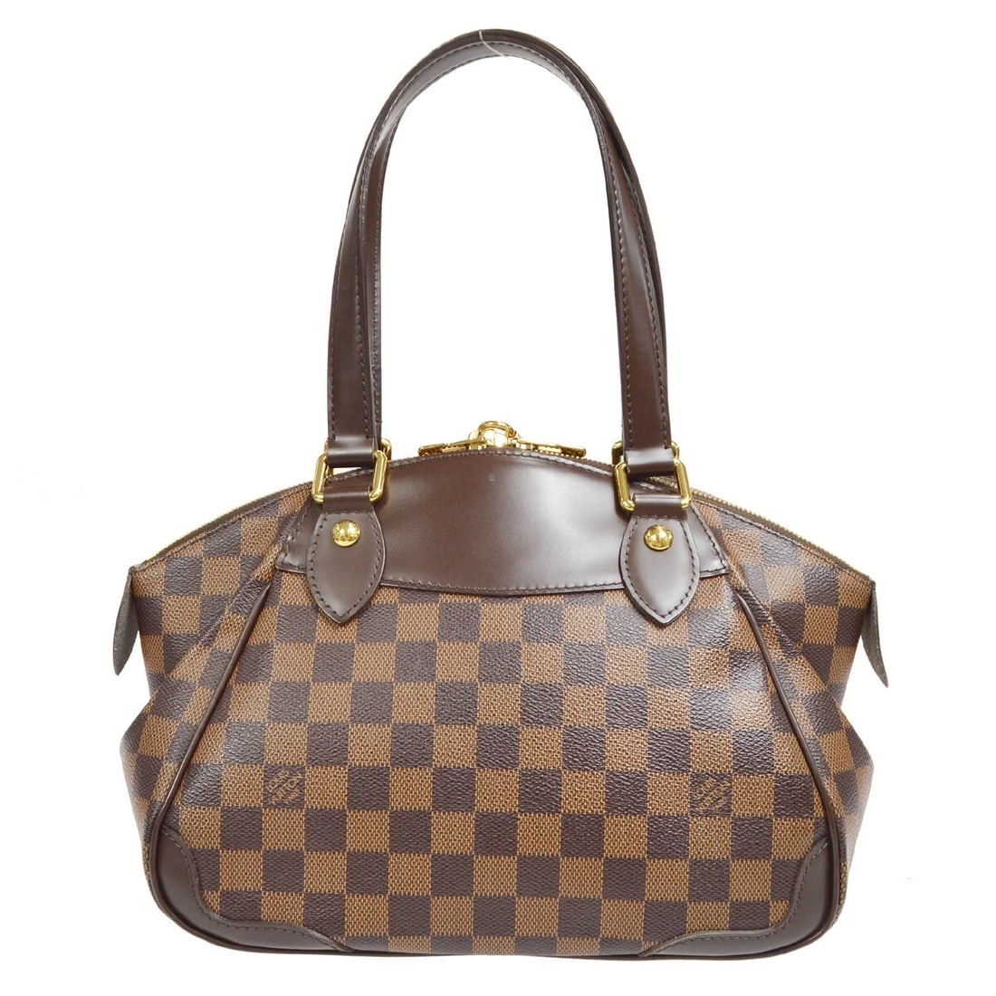 LOUIS VUITTON DAMIER VERONA PM TOTE HANDBAG: Louis Vuitton Damier Verona PM Tote Handbag Brand: Louis Vuitton Type: Purse Material/Exterior Material: Damier Canvas, Leather Color/Exterior Color: Brown Size: W 11.0 x H 8.3 x D 6.3 "