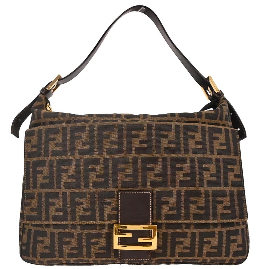 FENDI BROWN CANVAS ZUCCA HANDBAG (1 of 9)