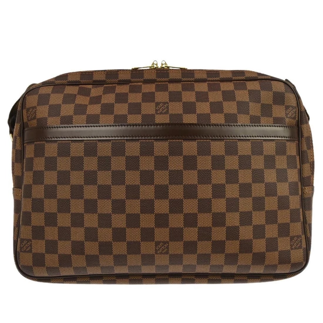 LOUIS VUITTON DAMIER REPORTER GM MESSENGER BAG: Louis Vuitton Damier Reporter GM Messenger Bag Brand: Louis Vuitton Type: Shoulder Bag Material/Exterior Material: Damier Canvas, Leather Color/Exterior Color: Ebene*Brown Size: W 13.8 x H 9.8