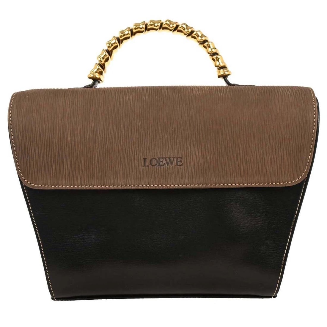 LOEWE BLACK BROWN LEATHER VELAZQUEZ HANDBAG: Loewe Black Brown Leather Velazquez Handbag Brand: Loewe Type: Top Handle Bag Material/Exterior Material: Leather Color/Exterior Color: Black, Brown Size: W 7.1 x H 6.3 x D 3.1 " Handle Drop.