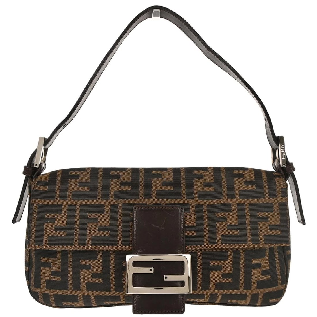 FENDI BROWN ZUCCA BAGUETTE HANDBAG (1 of 9)