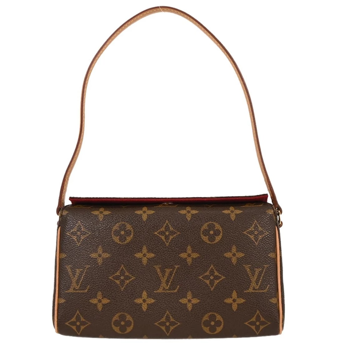 LOUIS VUITTON MONOGRAM RECITAL HANDBAG: Louis Vuitton Monogram Recital Handbag Brand: Louis Vuitton Type: Hand Bag Material/Exterior Material: Monogram Canvas, Leather Color/Exterior Color: Brown Size: W 7.9 x H 5.1 x D 2.8 " Handle Dro