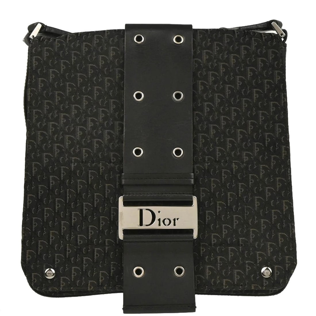 CHRISTIAN DIOR BLACK TROTTER STREET CHIC SHOULDER BAG: Christian Dior Black Trotter Street Chic Shoulder Bag Brand: Dior Type: Shoulder Bag Material/Exterior Material: Canvas, Leather Color/Exterior Color: Black Size: W 9.4 x H 9.4 x D 2.4 " Strap Dro