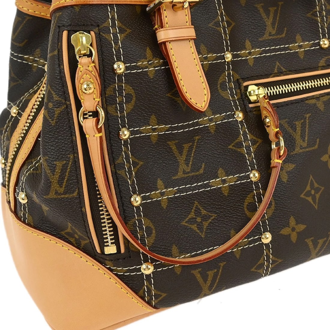 LOUIS VUITTON MONOGRAM RIVETING HANDBAG - 5