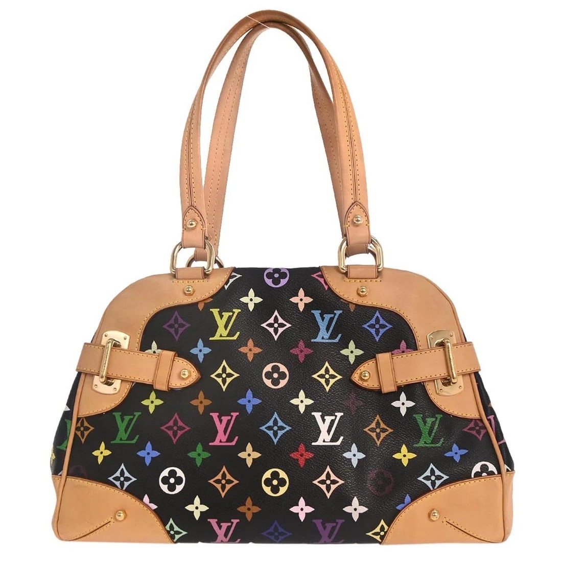 LOUIS VUITTON BLACK MONOGRAM MULTICOLOR CLAUDIA HANDBAG: Louis Vuitton Black Monogram Multicolor Claudia Handbag Brand: Louis Vuitton Type: Hand Bag Material/Exterior Material: Monogram Multi-Color Canvas, Leather Color/Exterior Color: Noir * Black Size