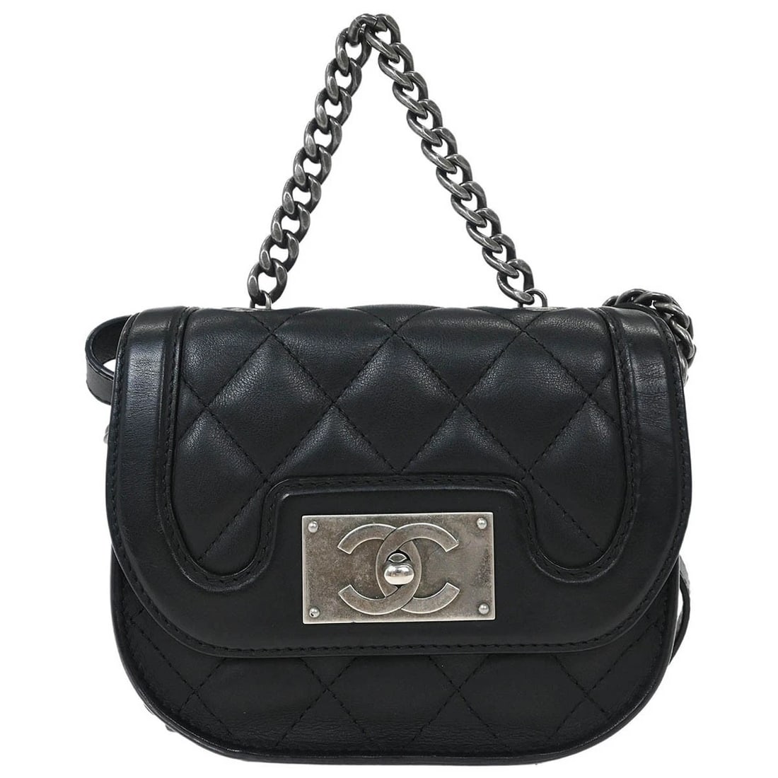 CHANEL BLACK CALFSKIN 2WAY HANDBAG (1 of 7)