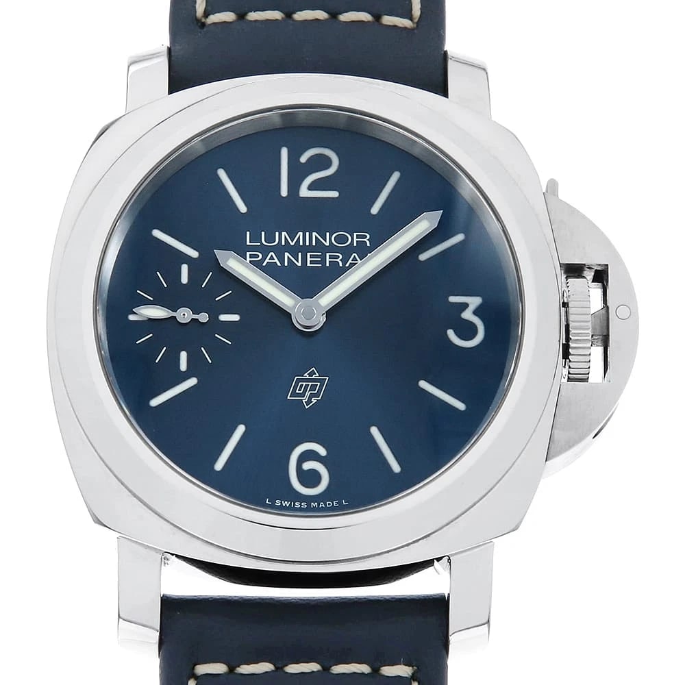 PANERAI LUMINOR BLUE MARE: PANERAI Luminor Blue Mare Brand: PANERAI Type: Wrist watch Material: Band MaterialCalfskin, Case MaterialStainless Steel Color: Blue Size: Case:W44mm Accessories: None Accessories Notice:
