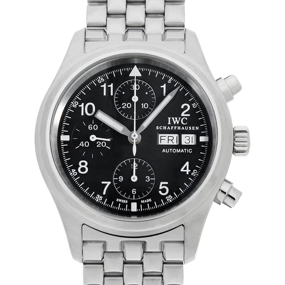 IWC MECHANICAL FREEGER CHRONO: IWC Mechanical Freeger Chrono Brand: IWC Type: Wrist watch Material: Band MaterialStainless Steel, Case MaterialStainless Steel Color: Black Size: Case:W39mm Circumference of Wrist:20cm Accessori