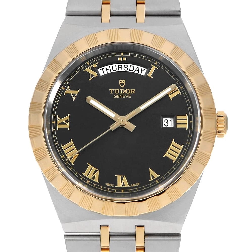 TUDOR ROYAL: TUDOR Royal Brand: TUDOR Type: Wrist watch Material: Band MaterialStainless Steel/Yellow Gold, Case MaterialStainless Steel/Yellow Gold Color: Black Size: Case:W41mm Circumference of Wrist:19.5cm