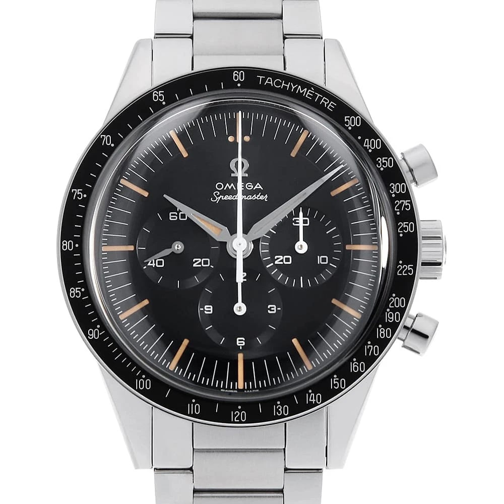 OMEGA SPEEDMASTER OMEGA IN SPACE: OMEGA Speedmaster Omega in Space Brand: OMEGA Type: Wrist watch Material: Band MaterialStainless Steel, Case MaterialStainless Steel Color: Black Size: Case:W40mm Circumference of Wrist:20.5cm Ac