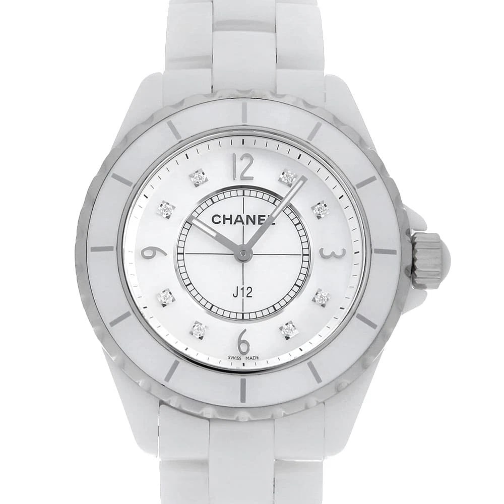 CHANEL J12 WHITE CERAMIC: CHANEL J12 White Ceramic Brand: CHANEL Type: Wrist watch Material: Band MaterialCeramic, Case MaterialCeramic Color: White Size: Case:W38mm Circumference of Wrist:18cm Accessories: None