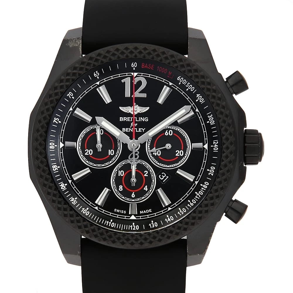 BREITLING BENTLEY BARNATO: BREITLING Bentley Barnato Brand: BREITLING Type: Wrist watch Material: Band Materialrubber, Case MaterialStainless Steel(PVD coating) Color: Black Size: Case:W42mm Circumference of Wrist:19cm 