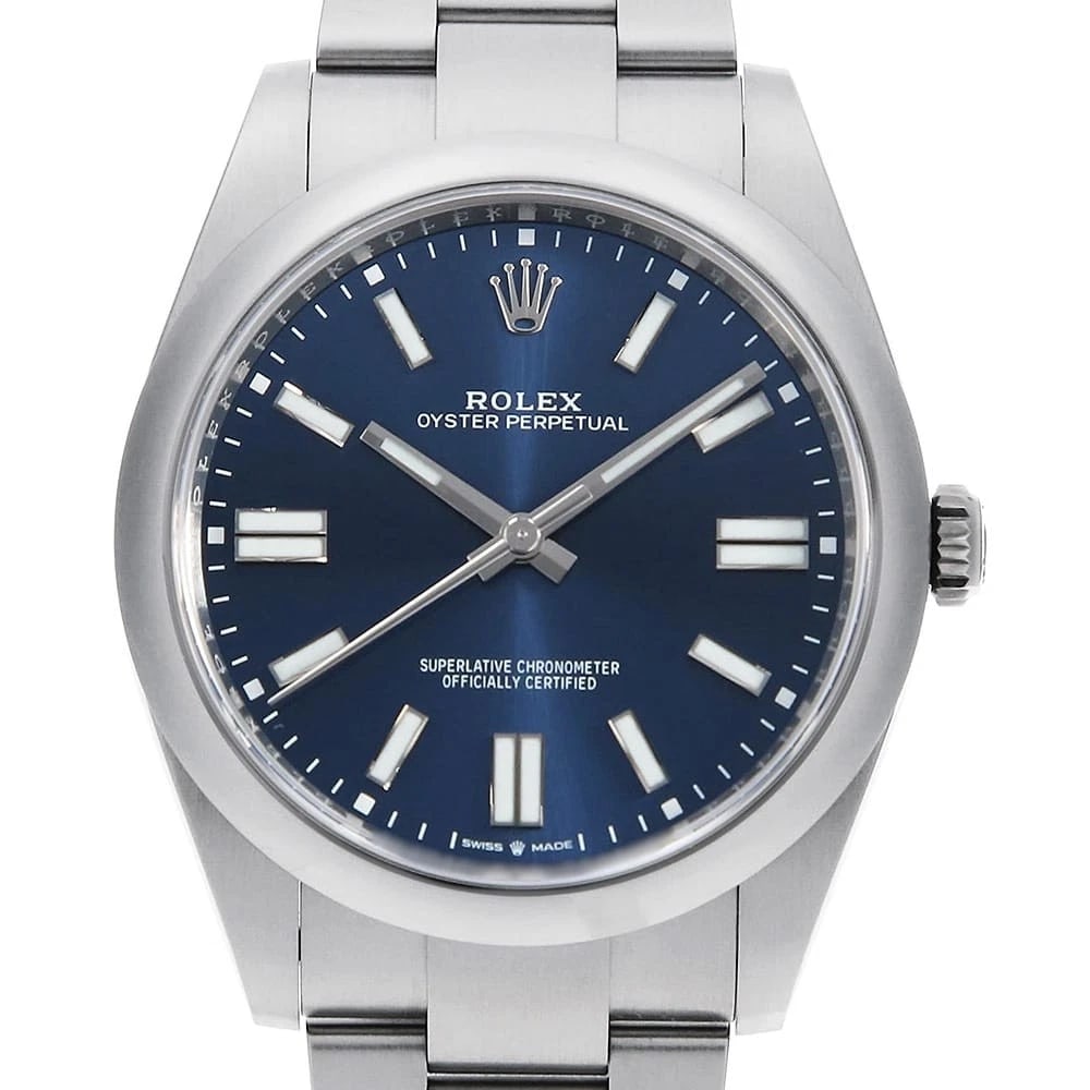 ROLEX OYSTER PERPETUAL BLUE: ROLEX Oyster Perpetual blue Brand: ROLEX Type: Wrist watch Material: Band MaterialStainless Steel, Case MaterialStainless Steel Color: Blue Size: Case:W41mm Circumference of Wrist:19cm 