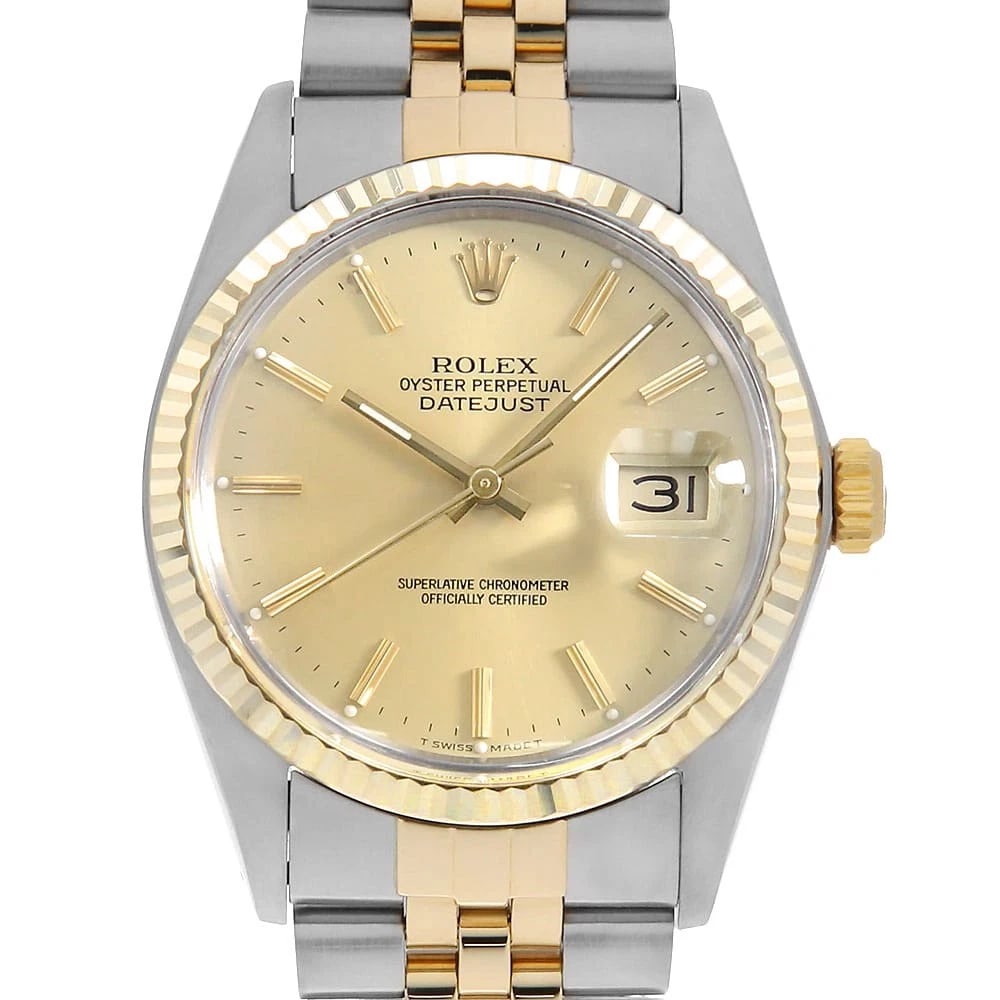 ROLEX DATEJUST CHAMPAGNE: ROLEX Datejust Champagne Brand: ROLEX Type: Wrist watch Material: Band MaterialStainless Steel/Yellow Gold, Case MaterialStainless Steel/Yellow Gold Color: Champagne Gold Size: Case:W36mm Circumfe