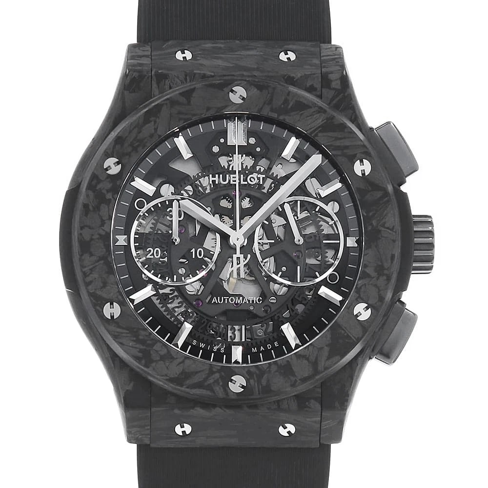 HUBLOT CLASSIC FUSION CHRONOGRAPH: HUBLOT Classic Fusion Chronograph Brand: HUBLOT Type: Wrist watch Material: Band Materialrubber, Case MaterialCarbon Color: Skeleton Size: Case:W45mm Accessories: None Accessories Notice: