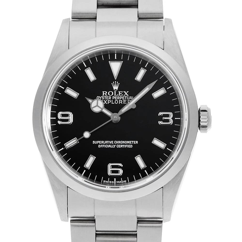 ROLEX EXPLORER BLACK: ROLEX Explorer black Brand: ROLEX Type: Wrist watch Material: Band MaterialStainless Steel, Case MaterialStainless Steel Color: Black Size: Case:W36mm Circumference of Wrist:18cm Accessories: