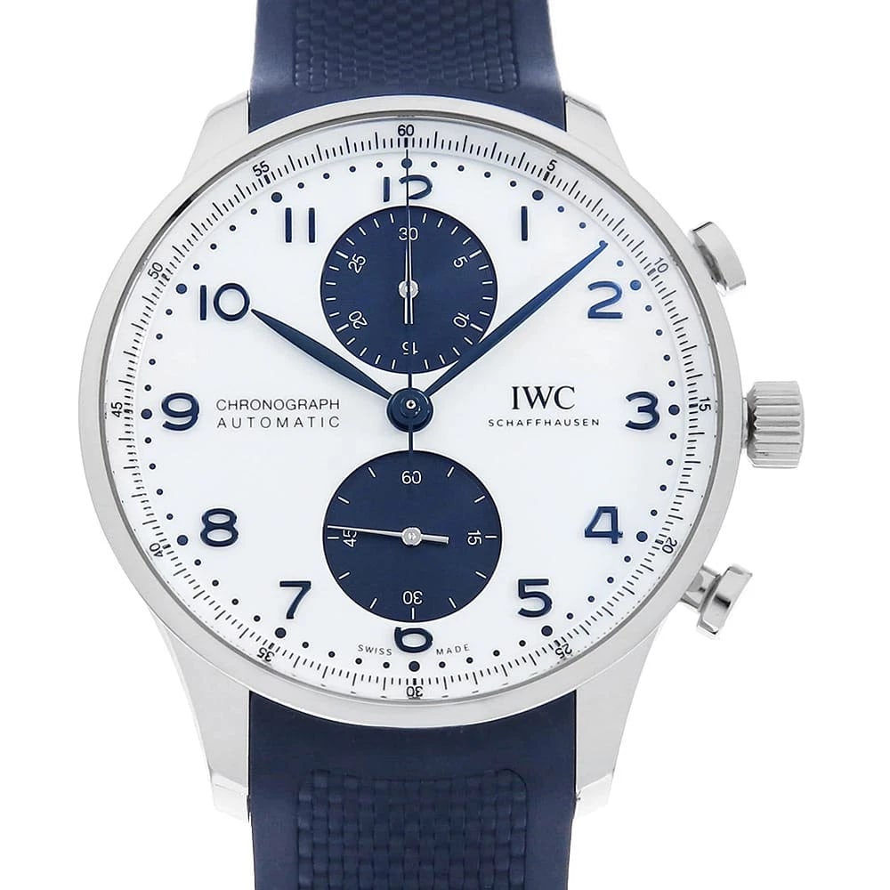 IWC PORTUGIESER CHRONOGRAPH: IWC Portugieser chronograph Brand: IWC Type: Wrist watch Material: Band Materialrubber, Case MaterialStainless Steel Color: White Size: Case:W41mm Accessories: None Accessories Notice: When