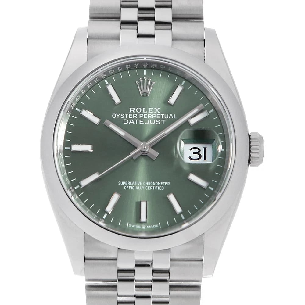 ROLEX DATEJUST MINT GREEN: ROLEX DATEJUST Mint green Brand: ROLEX Type: Wrist watch Material: Band MaterialStainless Steel, Case MaterialStainless Steel Color: Mint Green Size: Case:W36mm Circumference of Wrist:19cm 