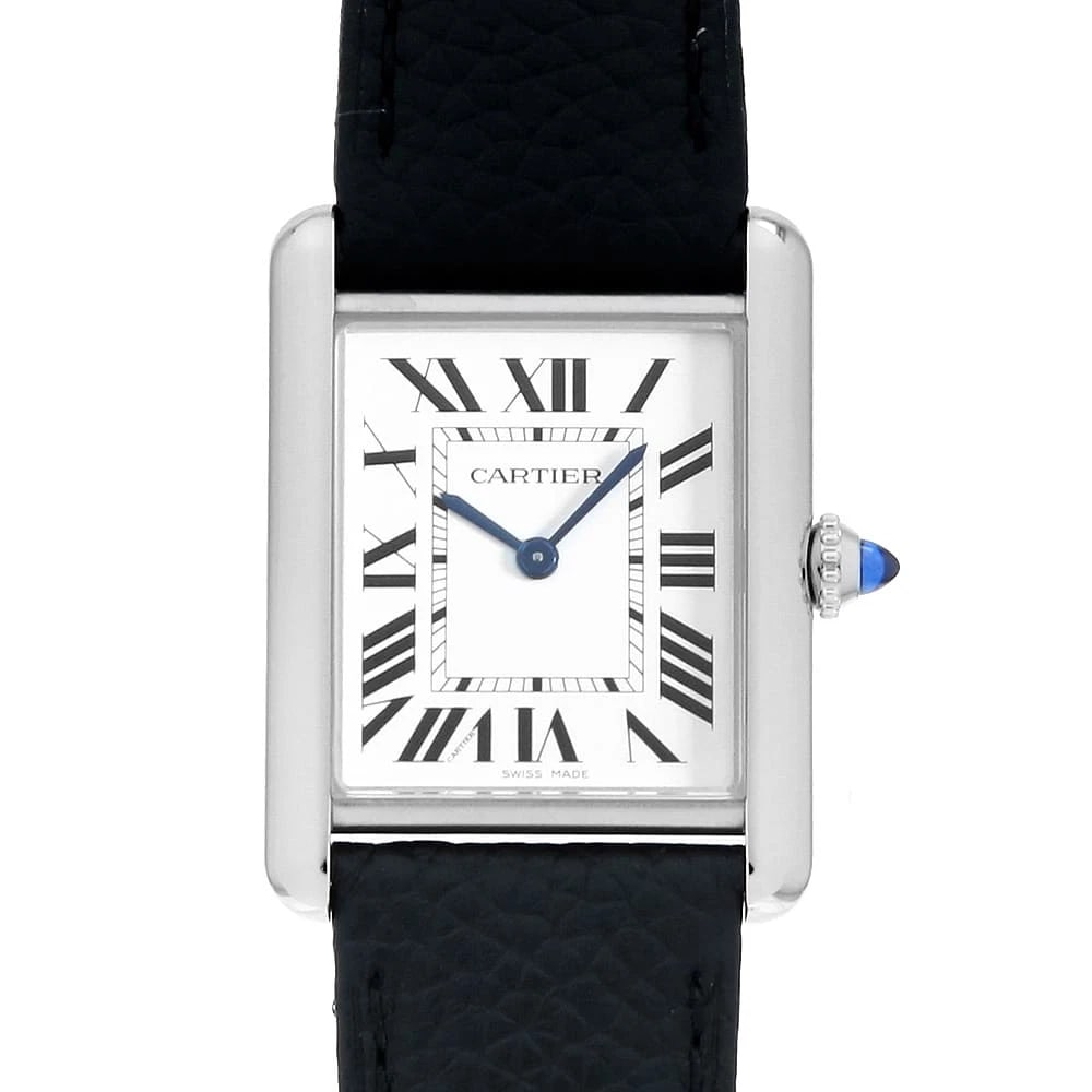 CARTIER TANK MUST: Cartier Tank must Brand: Cartier Type: Wrist watch Material: Band MaterialCalfskin, Case MaterialStainless Steel Color: Silver Size: Case:W33.7mm x H25.5mm Accessories: None Accessories