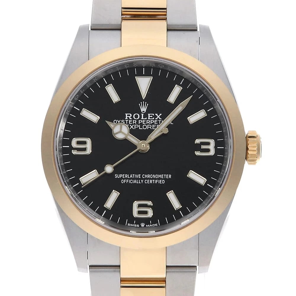 ROLEX EXPLORER BLACK: ROLEX Explorer black Brand: ROLEX Type: Wrist watch Material: Band MaterialStainless Steel/Yellow Gold, Case MaterialStainless Steel/Yellow Gold Color: Black Size: Case:W36mm Circumference of