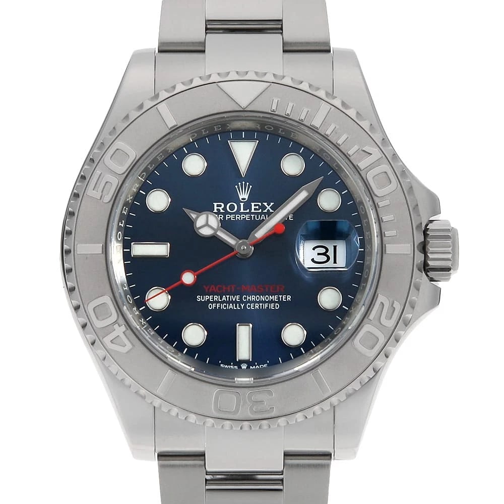 ROLEX YACHT MASTER BLUE: ROLEX Yacht master blue Brand: ROLEX Type: Wrist watch Material: Band MaterialStainless Steel, Case MaterialStainless Steel/Platinum Color: Blue Size: Case:W40mm Circumference of Wrist:19.5cm 