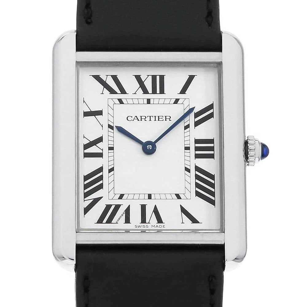 CARTIER TANK SOLO: Cartier Tank solo Brand: Cartier Type: Wrist watch Material: Band MaterialCalfskin, Case MaterialStainless Steel Color: Silver Size: Case:W34.8mm x H27.4mm Accessories: None Accessories
