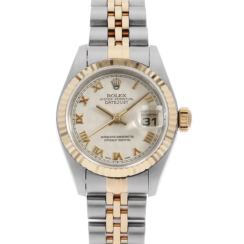 ROLEX DATEJUST CREAM PYRAMID: ROLEX Datejust cream pyramid Brand: ROLEX Type: Wrist watch Material: Band MaterialStainless Steel/Yellow Gold, Case MaterialStainless Steel/Yellow Gold Color: Ivory Size: Case:W26mm