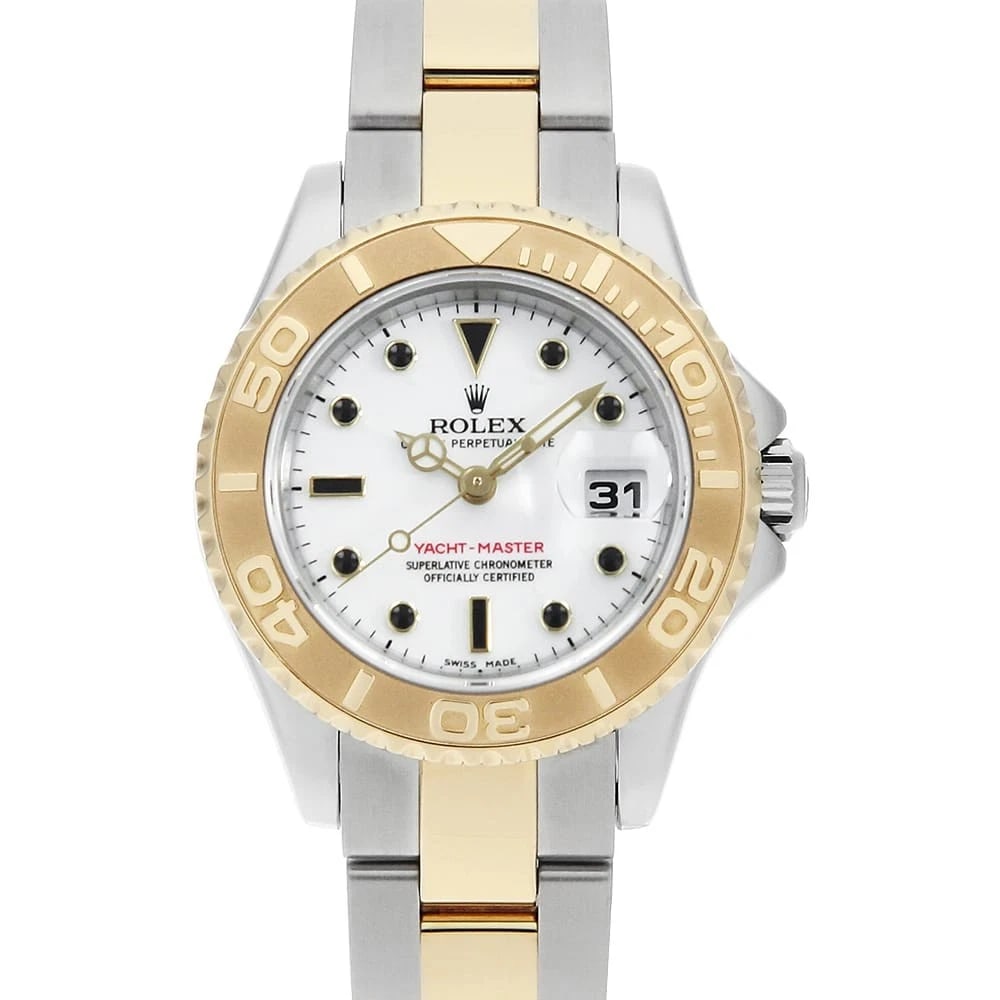 ROLEX YACHT MASTER WHITE: ROLEX Yacht master white Brand: ROLEX Type: Wrist watch Material: Band MaterialStainless Steel/Yellow Gold, Case MaterialStainless Steel/Yellow Gold Color: White Size: Case:W29mm Circumference
