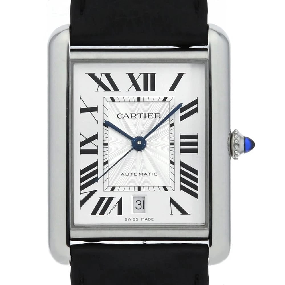 CARTIER TANK MAST: Cartier tank mast Brand: Cartier Type: Wrist watch Material: Band MaterialCalfskin, Case MaterialStainless Steel Color: Silver Size: Case:W41mm x H31mm Accessories: None Accessories Notice: