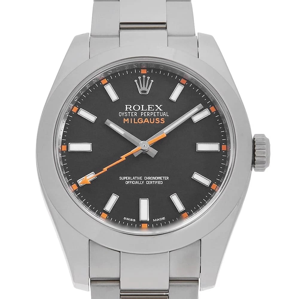 ROLEX MILGAUSS BLACK: ROLEX Milgauss black Brand: ROLEX Type: Wrist watch Material: Band MaterialStainless Steel, Case MaterialStainless Steel Color: Black Size: Case:W40mm Circumference of Wrist:18.5cm 