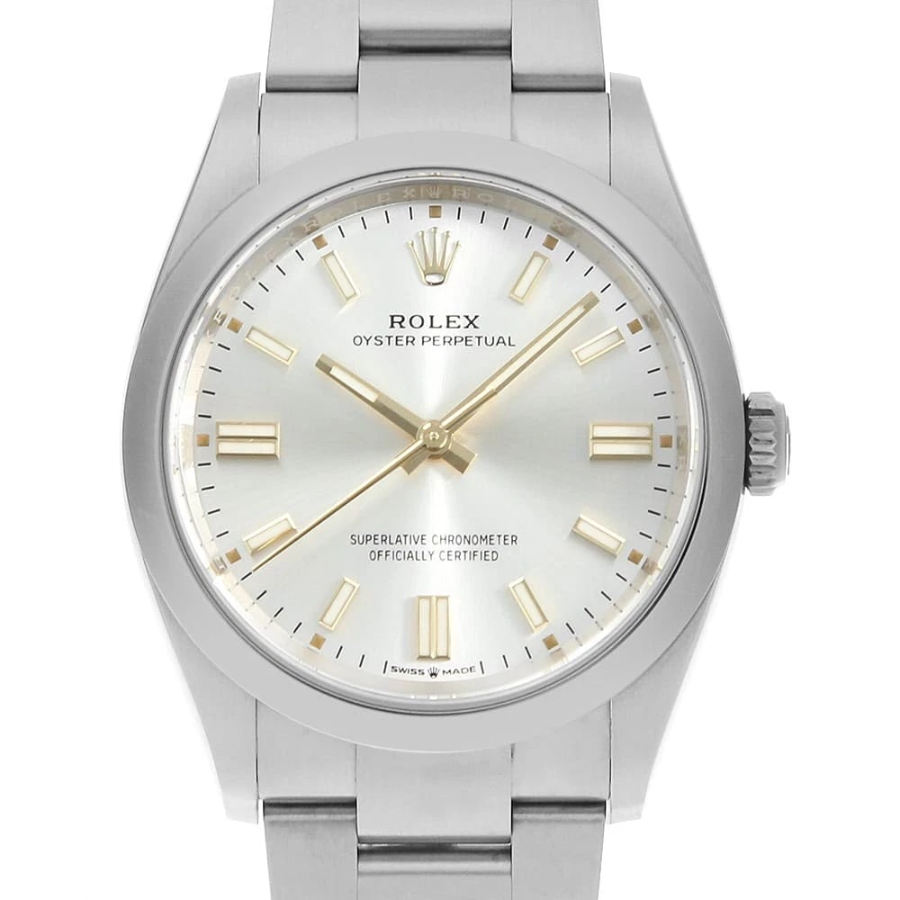 ROLEX OYSTER PERPETUAL SILVER: ROLEX Oyster Perpetual Silver Brand: ROLEX Type: Wrist watch Material: Band MaterialStainless Steel, Case MaterialStainless Steel Color: Silver Size: Case:W36mm Circumference of Wrist:18cm 