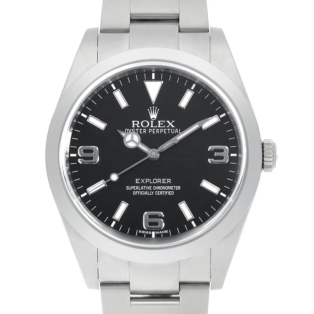 ROLEX EXPLORER BLACK: ROLEX Explorer black Brand: ROLEX Type: Wrist watch Material: Band MaterialStainless Steel, Case MaterialStainless Steel Color: Black Size: Case:W39mm Circumference of Wrist:19cm Accessories: Non