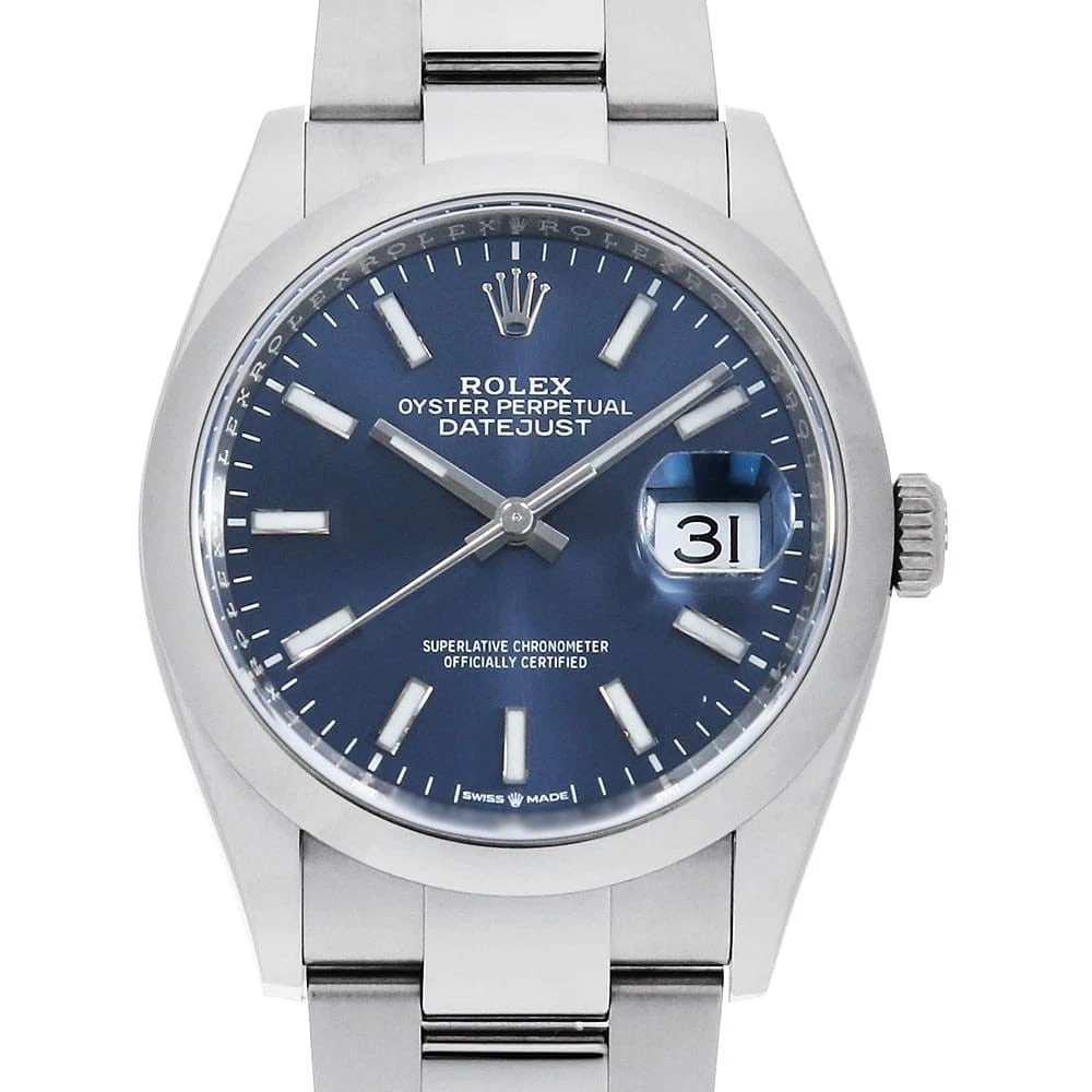 ROLEX DATEJUST BLUE: ROLEX DATEJUST blue Brand: ROLEX Type: Wrist watch Material: Band MaterialStainless Steel, Case MaterialStainless Steel Color: Blue Size: Case:W36mm Circumference of Wrist:18cm Accessories: