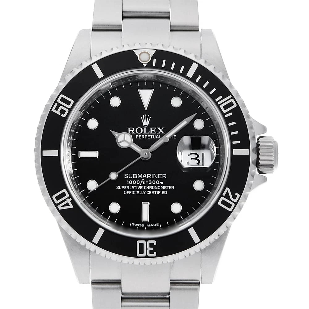 ROLEX SUBMARINER BLACK: ROLEX SUBMARINER black Brand: ROLEX Type: Wrist watch Material: Band MaterialStainless Steel, Case MaterialStainless Steel Color: Black Size: Case:W40mm Circumference of Wrist:19cm Accessories: N