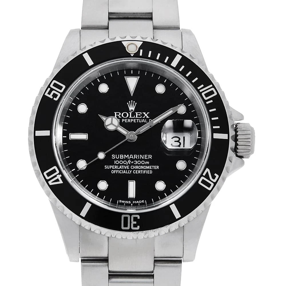 ROLEX SUBMARINER BLACK: ROLEX SUBMARINER black Brand: ROLEX Type: Wrist watch Material: Band MaterialStainless Steel, Case MaterialStainless Steel Color: Black Size: Case:W40mm Circumference of Wrist:19cm Accessories: N
