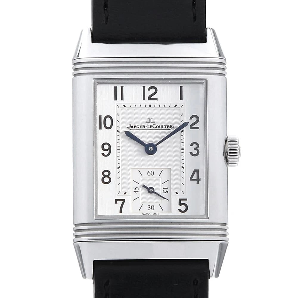 JAEGERLECOULTRE REVERSO CLASSIC: JaegerLeCoultre Reverso Classic Brand: JaegerLeCoultre Type: Wrist watch Material: Band MaterialCalfskin, Case MaterialStainless Steel Color: Silver Size: Case:W40.1mm x H24.4mm Accessories: