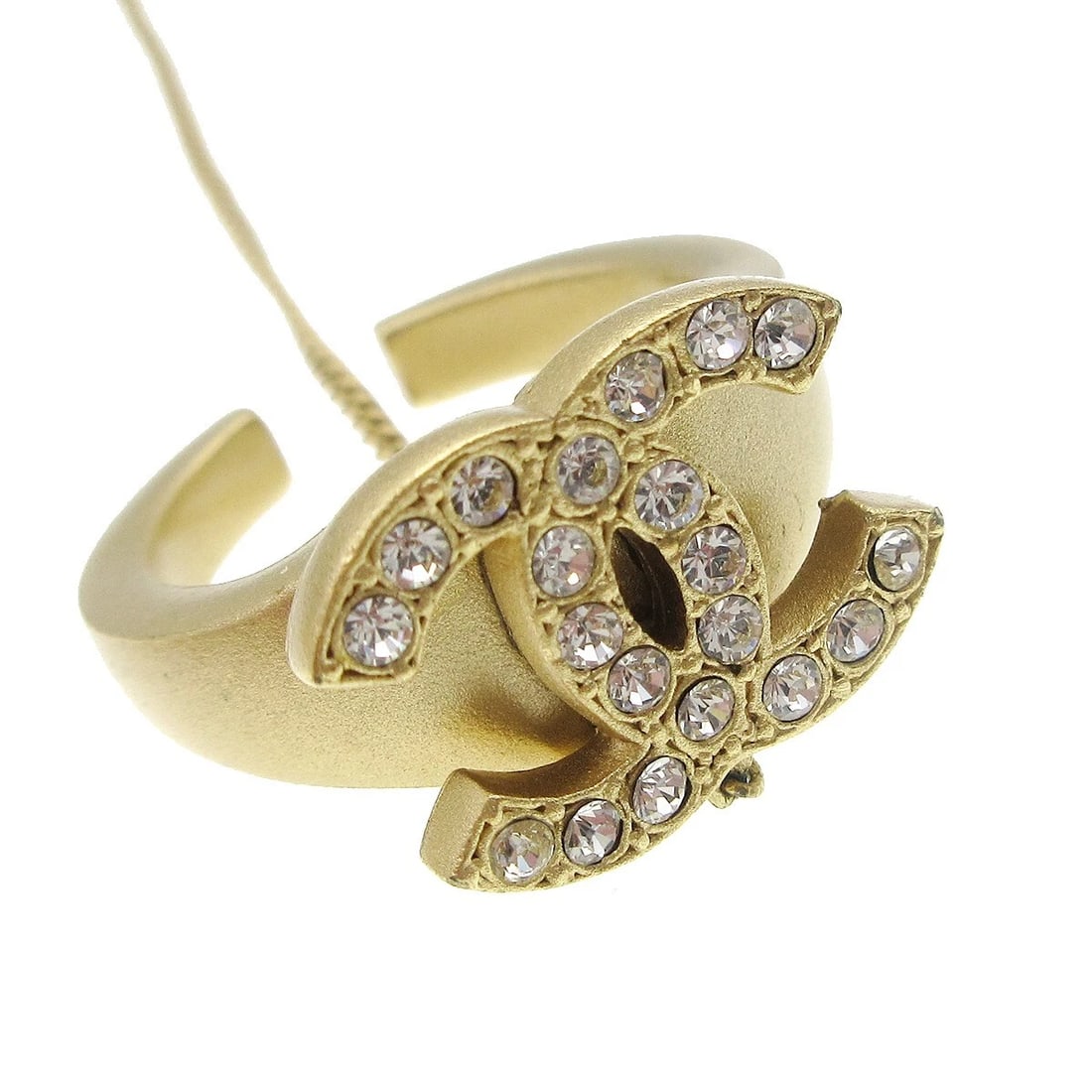 CHANEL RHINESTONE BANGLE CHAIN RING - 3