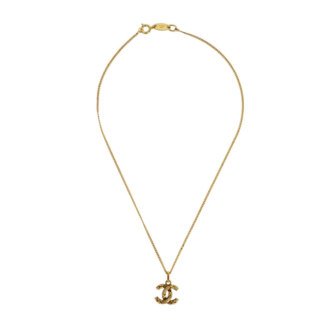 CHANEL MINI CC CHAIN PENDANT NECKLACE GOLD: Chanel Mini CC Chain Pendant Necklace Gold Brand: CHANEL Type/Style: Necklace Material: Gold-plated, Color: Gold Size: Chain(Overall) : 38.0 cm Top : W 1.5 x H 1.3 cm Accessories: None