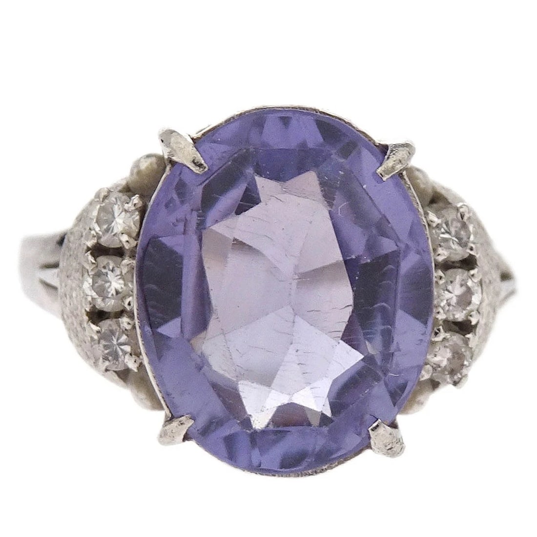 RING PM850 SYNTHETIC SAPPHIRE DIAMOND SILVER (1 of 2)