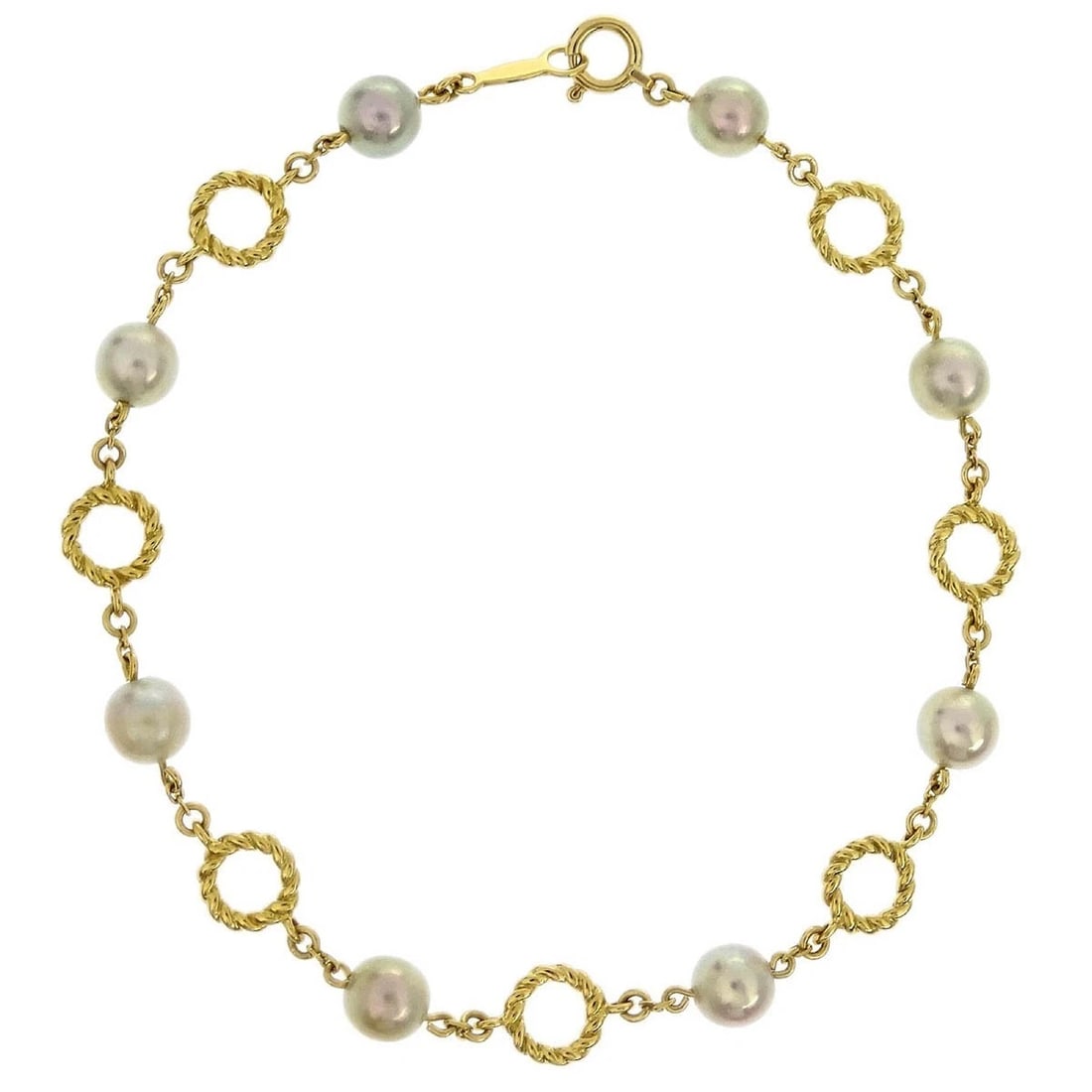 MIKIMOTO BRACELET 18K PEARL GOLD: Mikimoto Bracelet 18K Pearl Gold Brand: Mikimoto Type/Style: Bracelet Material: 18K, Color: Gold Size: Inner circumference : 18.5 cm Accessories: None Accessories Notice: When purchasing p